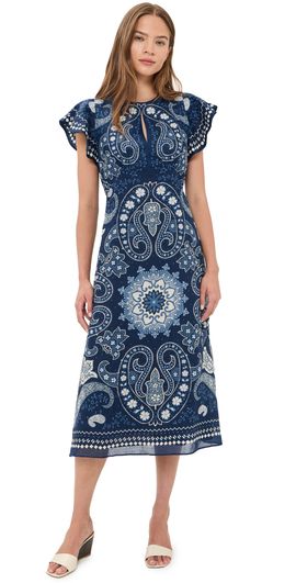 Sea Sea Emelina Print Midi Dress Navy