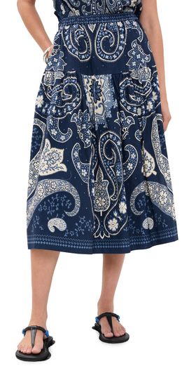 Sea Sea Emelina Print Midi Skirt Navy