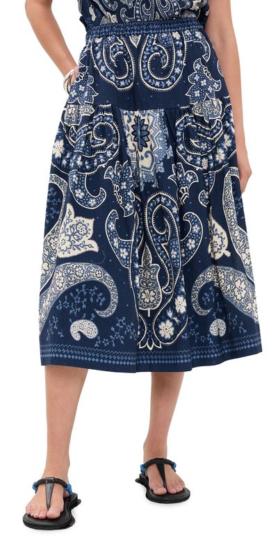 Sea Sea Emelina Print Midi Skirt Navy