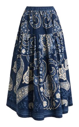 Sea Sea Emelina Printed LinenCotton Midi Skirt