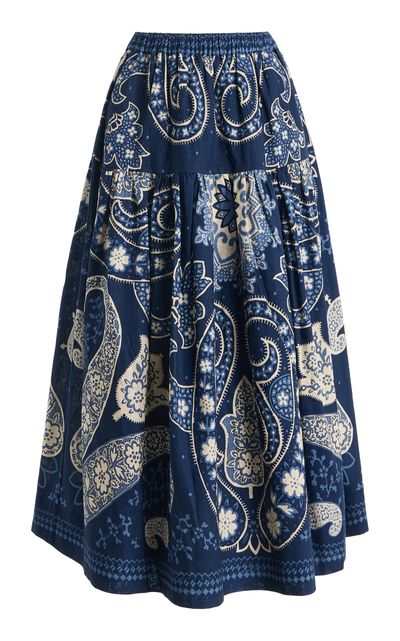 Sea Sea Emelina Printed LinenCotton Midi Skirt