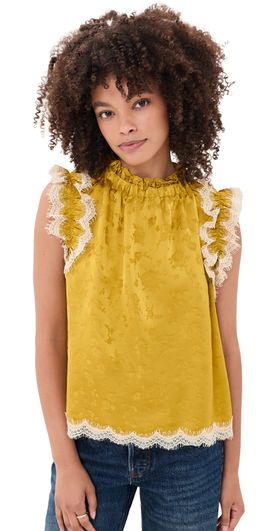 Sea Sea Flutter Sleeve Top Yellow