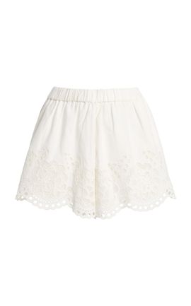 Sea Sea Gardener Embroidered CottonLinen Mini Shorts