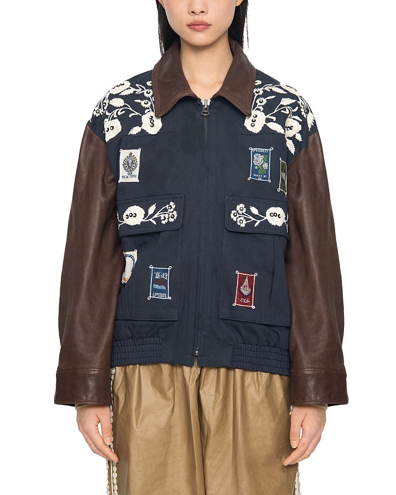Sea - Adelina Battenberg Lace Quilted Puffer Jacket Black
