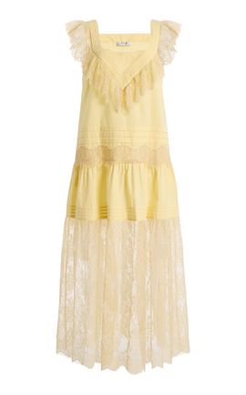 Sea Sea Hilda Pleated Lace Midi Dress