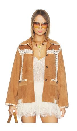 Sea Sea Irena Suede Jacket With Crochet