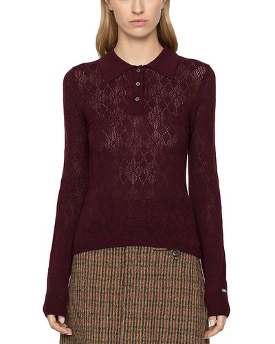 Sea Sea Jane Argyle Polo Merino Wool Sweater