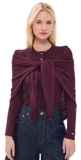 Sea Sea Jane Henley Sweater With Scarf Burgundy