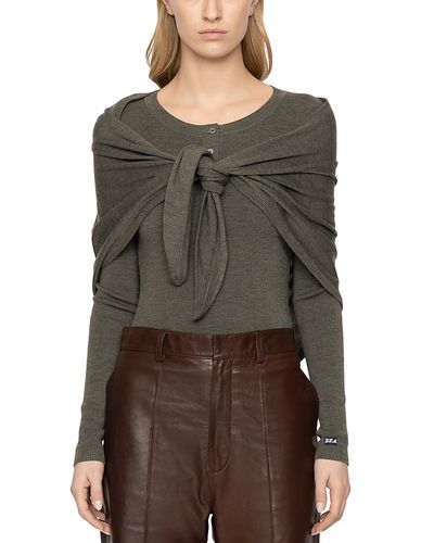 Sea Sea Jane Wool Henley Sweater with Scarf