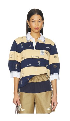 Sea Sea Juliet Embroided Short Sleeve Rugby Top