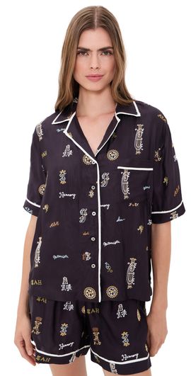 Sea Sea Juliet Embroidered Top Navy