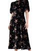 Sea Sea Leda Velvet Puff Sleeve Midi Dress Black - 1