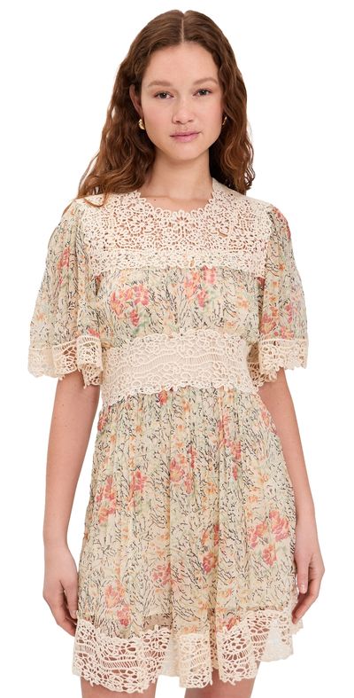 Sea Sea Luisa Print Mini Dress Cream