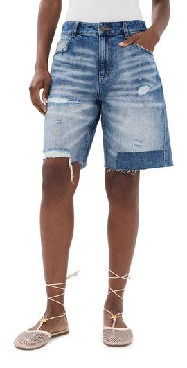 Sea Sea Milene Denim Knee Shorts Blue
