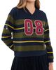 Sea Sea Mina Novelty V Neck Sweater Green - 1