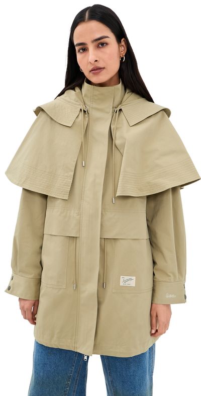Sea Sea Odessa Workwear Mid-Length Cape Coat Taupe