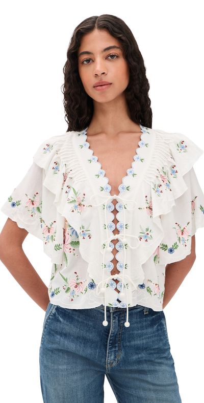 Sea Sea Serafina Embroidered Top Cream