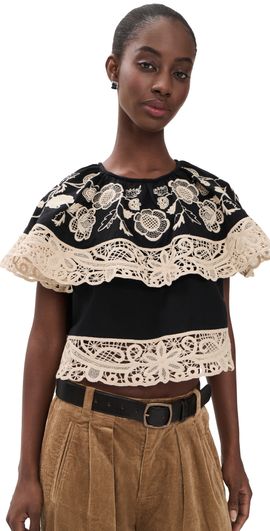 Sea Sea Shiloh Embroidered Top Black