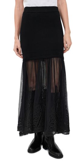 Sea Sea Vali Embroidered Maxi Skirt Black