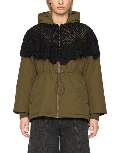 Sea Sea Wright Crochet Cape Puffer Coat