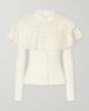 SEA Wanda ruffled lace and brocade-trimmed wool cardigan - 1