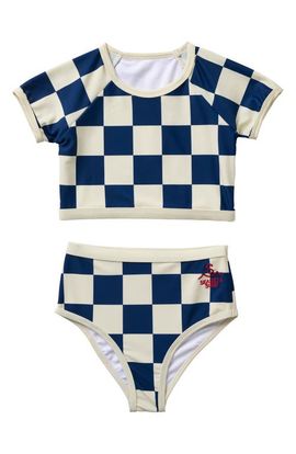 SEAESTA SURF SEAESTA SURF Kids' Nautical Checks Short Sleeve Two-Piece Rashguard Swimsuit