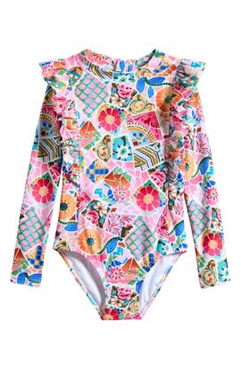 Seafolly Seafolly Kids' Beach Boheme Long Sleeve One-Piece Rashguard Swimsuit 