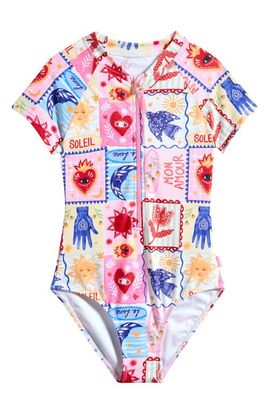 Seafolly Seafolly Kids' Palermo Short Sleeve One-Piece Rashguard Swimsuit 