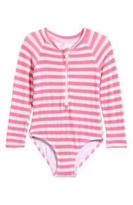 Seafolly Seafolly Kids' Textured Long Sleeve One-Piece Rashguard Swimsuit