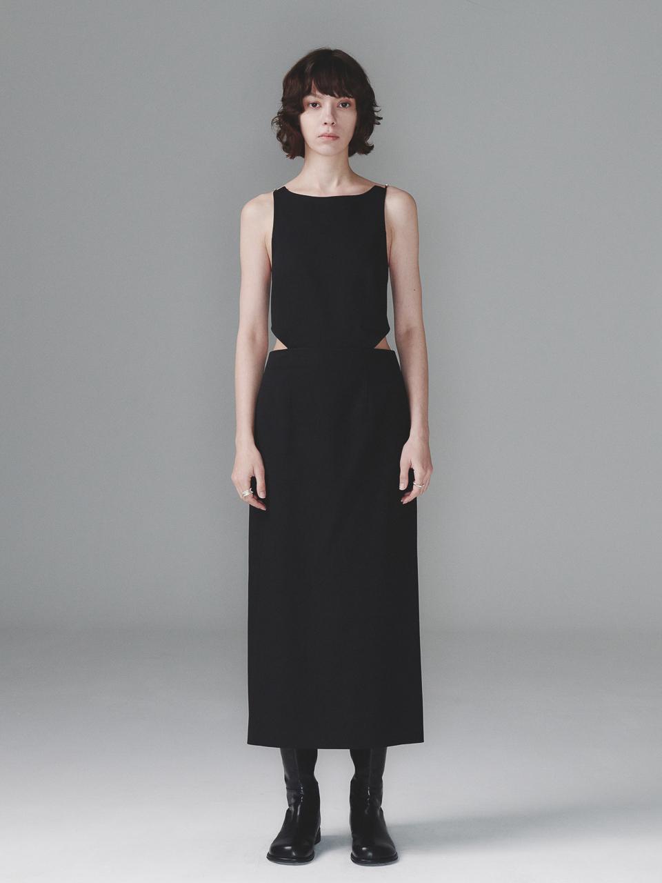 SEALOT BOAT NECK CHAIN DRESS (BLACK)