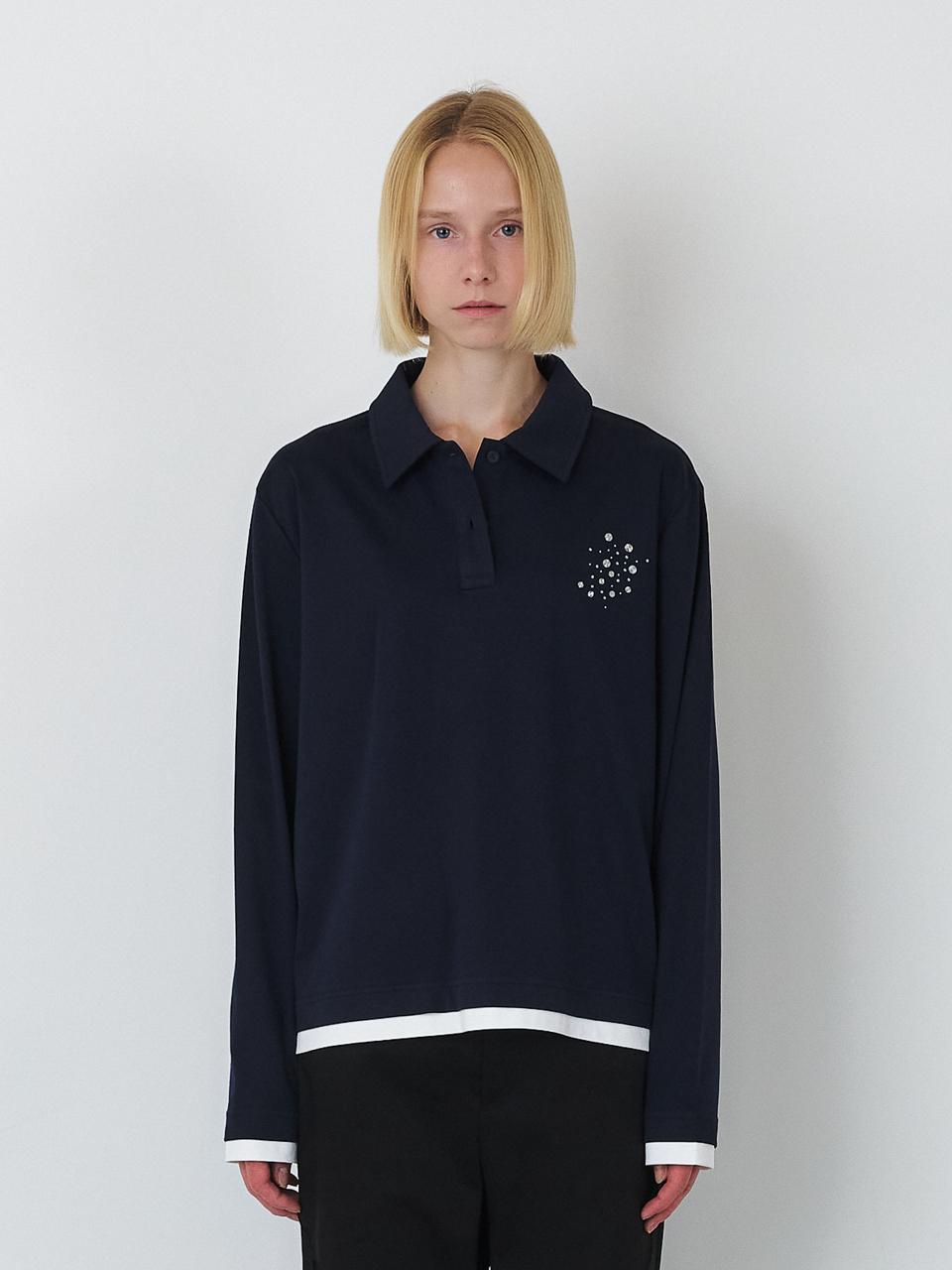 SEALOT Cotton Long Sleeve Layered Top [Navy]