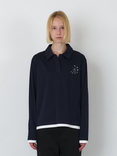 SEALOT Cotton Long Sleeve Layered Top [Navy]
