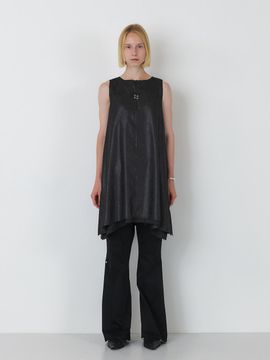 SEALOT SIGNATURE RAW CUT EYELET COATED MIDI DRESS (BLACK)