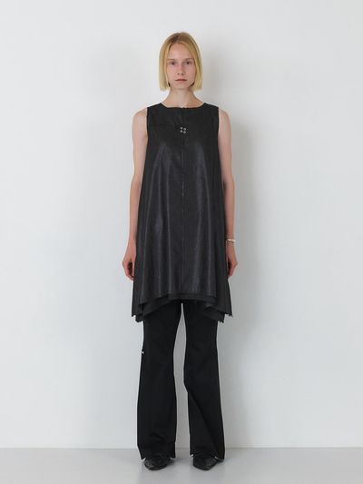 SEALOT SIGNATURE RAW CUT EYELET COATED MIDI DRESS (BLACK)