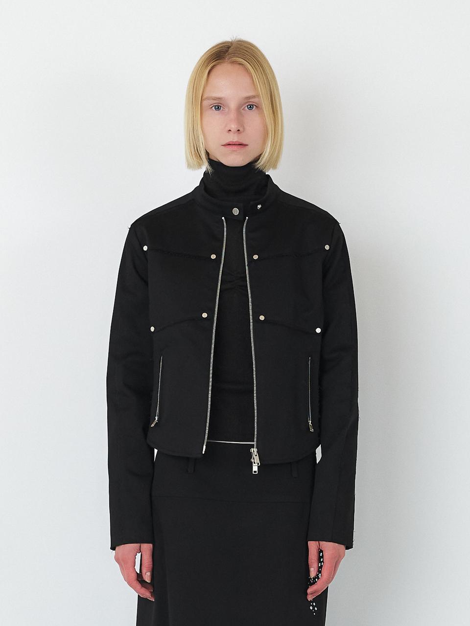 SEALOT Stud Cotton Stretch Biker Jacket [Black]
