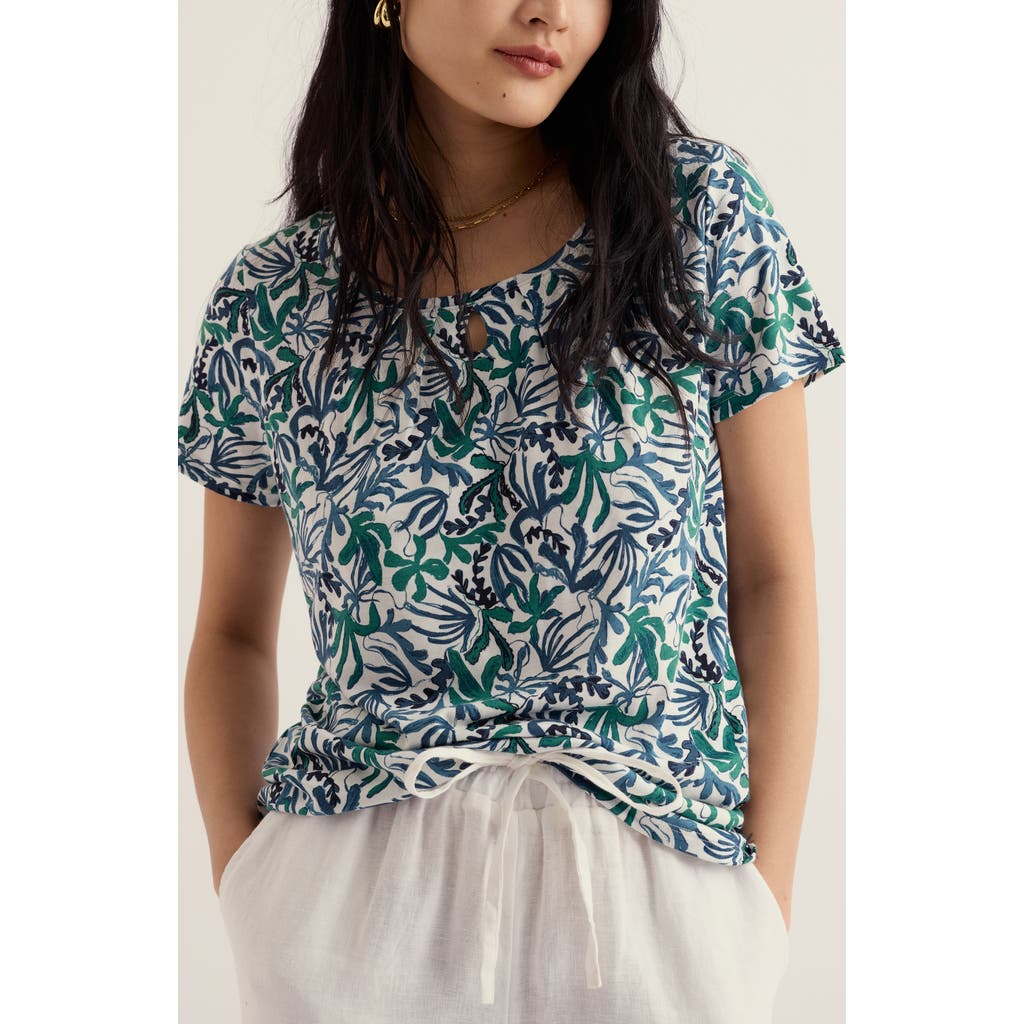 Seasalt Cornwall Seasalt Cornwall Appletree Frond Print Keyhole T-Shirt