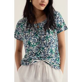 Seasalt Cornwall Seasalt Cornwall Appletree Frond Print Keyhole T-Shirt