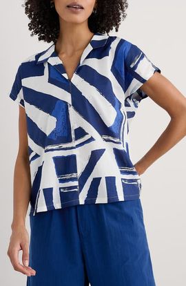 Seasalt Cornwall Seasalt Cornwall Deep Lane Short Sleeve Organic Cotton Button-Up Shirt