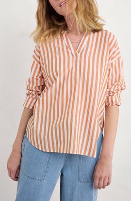Seasalt Cornwall Seasalt Cornwall Eyebright Stripe Organic Cotton Popover Shirt