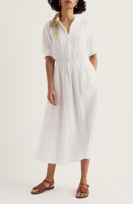 Seasalt Cornwall Seasalt Cornwall Shore Path Organic Cotton Gauze Midi Dress