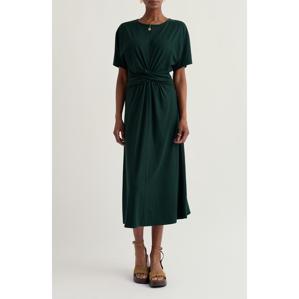 Seasalt Cornwall Seasalt Cornwall Water Mint Twist Front Organic Cotton Blend Midi Dress