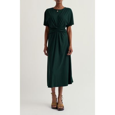 Seasalt Cornwall Seasalt Cornwall Water Mint Twist Front Organic Cotton Blend Midi Dress