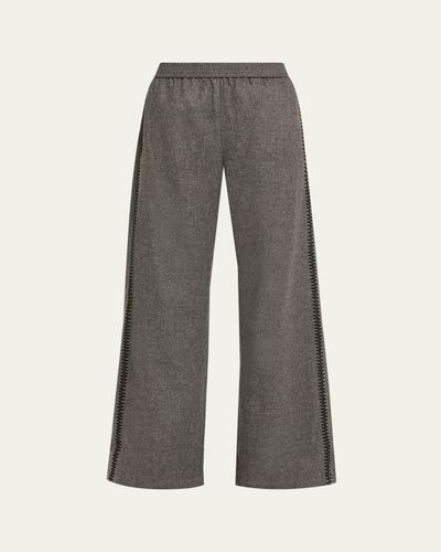 Sebline Marocaine Side-Stripe Straight-Leg Pajama Pants