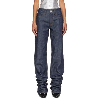 SECONDA SECONDA Blue Straight Leg Denim Raw Jeans