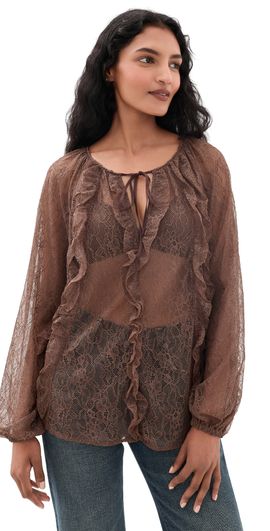 Secular Secular Lace Blouse Chocolate