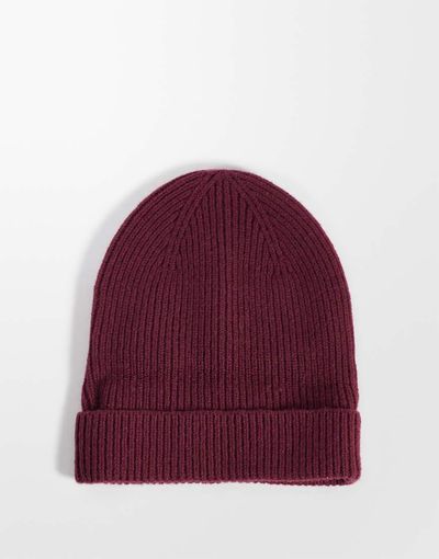 Selected Selected 100% merino wool sailor beanie in burgundy-RED