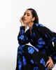 Selected Selected belted maxi dress in blue florals-Black - 2