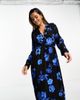 Selected Selected belted maxi dress in blue florals-Black - 4