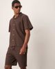 Selected Selected camp collar waffle shirt in brown - part of a set - 1