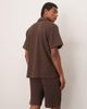Selected Selected camp collar waffle shirt in brown - part of a set - 3